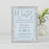 Invitation Snowflakes Winter Wonderland Baby shower (Debout devant)