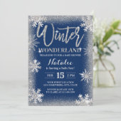 Invitation Snowflakes Winter Wonderland Baby shower (Debout devant)
