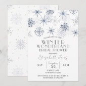 Invitation Snowflakes Winter Wonderland Fête des mariées (Devant / Derrière)
