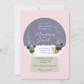 Invitation Snowglobe Baby shower rose (Devant)