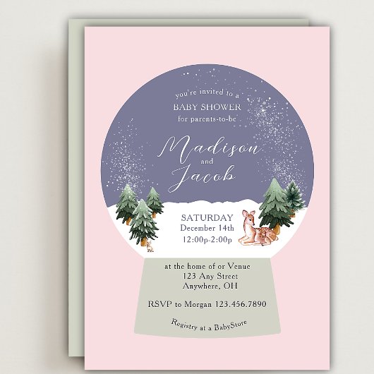 Invitation Snowglobe Baby shower rose