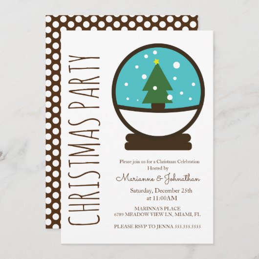 Invitation Snowglobe Noël fête (Devant / Derrière)