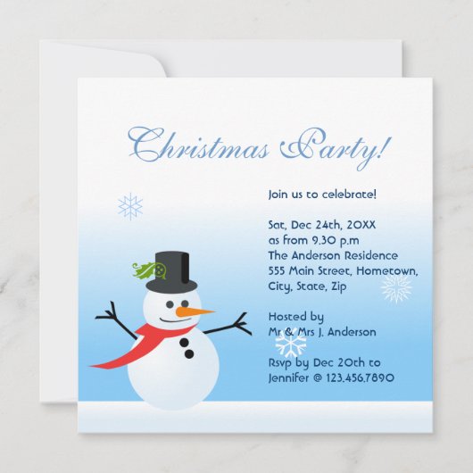 Invitation Snowman (Devant)
