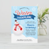Invitation Snowman Boy Winter ONE derland 1er anniversaire (Debout devant)