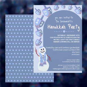 Invitation Snowman Dreidels mignonne Hanoukka Fête de Vacance