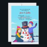 Invitation Snowman et Anniversaire de enfant Party<br><div class="desc">Une invitation à la fête d'anniversaire avec un bonhomme de neige souriant, une petite fille et un garçon. (Photo de Freepik). La carte est facile à customiser avec votre libellé, police et couleur de police. Pas exactement ce que vous cherchez ? Tous nos produits peuvent être conçus sur mesure pour...</div>