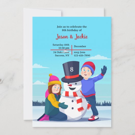 Invitation Snowman et Anniversaire de enfant Party (Devant)