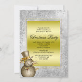 Invitation Snowman et Parties scintillant en or décoratif, No (Devant)