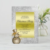 Invitation Snowman et Parties scintillant en or décoratif, No (Debout devant)