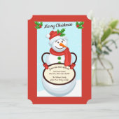 Invitation Snowman Holding Sign Moving Holiday Card (Debout devant)