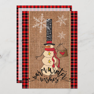 Invitation Snowman Joyeux Noël avec Plaid et Burap