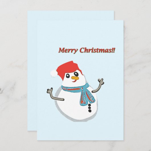 Invitation Snowman. Merry christmas!! (Devant / Derrière)