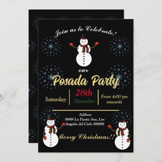 Invitation snowman party (Devant / Derrière)