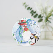 INVITATION SNOWMAN, SÉRENADE DE PENGUIN HIVER FÊTE DE VACANCE (Debout devant)