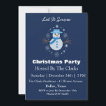 Invitation Snowman Snowflake Dark Blue Christmas Party<br><div class="desc">C'est l'invitation de Noël avec un bonhomme de neige mignon habillé en bleu et des flocons de neige autour de lui. le dos de l'invitation a un beau motif avec des bonhommes de neige et des arbres de Noël. Vous pouvez personnaliser cette carte et la créer vous-même en cliquant sur...</div>