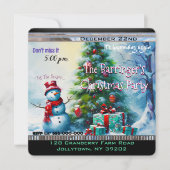Invitation Snowman Vintage souvenir d'une fête de Noël (Devant)