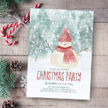 Invitation Snowman Watercolor Winter Woodland Christmas Party<br><div class="desc">L'invitation à la fête de Noël en aquarelle est faite d'un paysage boisé hivernal et enneigé et d'un mignon bonhomme de neige intégré dans un casquette et une écharpe. Oeuvre de KL Stock.</div>
