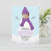 Invitation Snowman Winter Wonderland Photo Custom Birday (Debout devant)