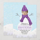 Invitation Snowman Winter Wonderland Photo Custom Birday (Devant / Derrière)