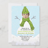 Invitation Snowman Winter Wonderland Photo Custom Birday (Devant)
