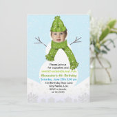 Invitation Snowman Winter Wonderland Photo Custom Birday (Debout devant)