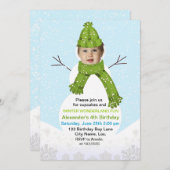 Invitation Snowman Winter Wonderland Photo Custom Birday (Devant / Derrière)