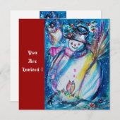 Invitation SNOWMAN With OWL, Soirée du Nouvel An (Devant / Derrière)