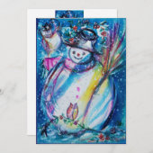Invitation SNOWMAN With OWL, Soirée du Nouvel An (Devant / Derrière)