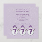 Invitation Snowmen avec Casquettes violets Écarts Noël Invita (Devant / Derrière)