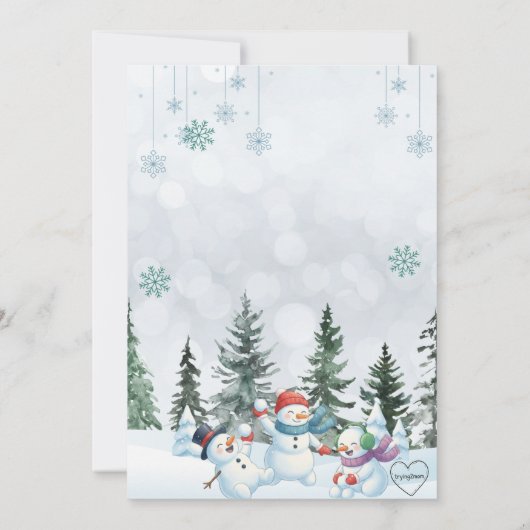Invitation Snowmen Hiver Un derland 1er anniversaire (Dos)