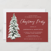 Invitation Snowny Christmas Tree Bourgogne Red Christmas Part (Devant)