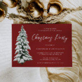 Invitation Snowny Christmas Tree Bourgogne Red Christmas Part