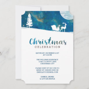 Invitation Snowside Ride Aurora Borealis Noël Party