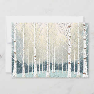 Invitation Snowy Birch Trees Christmas Party ID Turquoise1003
