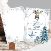 Invitation Snowy Christmas Reindeer Birthday Boy
