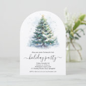 Invitation Snowy Christmas Tree Holiday Party (Debout devant)