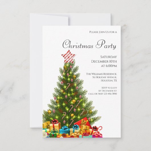 Invitation Snowy Forest Scenery Fête de Noël (Dos)