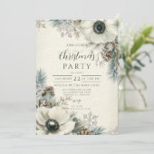 Invitation Snowy Greenery Noël rustique (Debout devant)