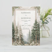 Invitation Snowy Mountain Pine Forest Wedding (Debout devant)