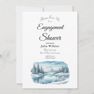 Invitation Snowy Mountain Winter Lake Fiançailles Douche