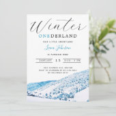 Invitation Snowy Mountain Winter ONE derland 1er anniversaire (Debout devant)