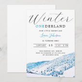 Invitation Snowy Mountain Winter ONE derland 1er anniversaire (Devant / Derrière)