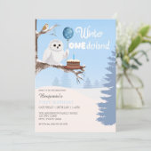 Invitation Snowy Owl Winter Onederland Birthday  (Debout devant)