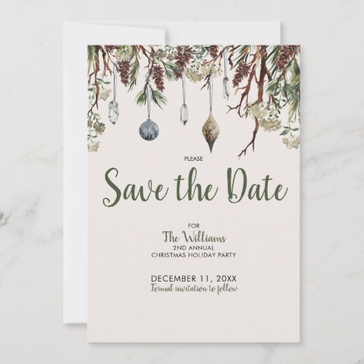 Invitation SNOWY PINES Noël Fête de Noël Enregistrer la date (Devant)
