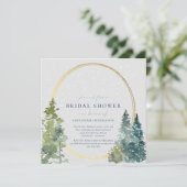Invitation Snowy Rustic Pines Fête des mariées (Debout devant)