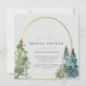 Invitation Snowy Rustic Pines Fête des mariées (Devant)