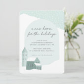 Invitation Snowy Village Vacances Fête du Ménage (Debout devant)