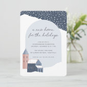 Invitation Snowy Village Vacances Fête du Ménage (Debout devant)