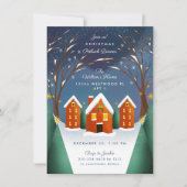 Invitation Snowy Village Winter Scène Noël Fête (Devant)