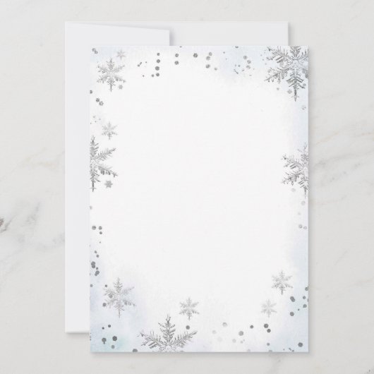 Invitation Snowy Winter Blue Boy Noël Baptême Jour (Dos)